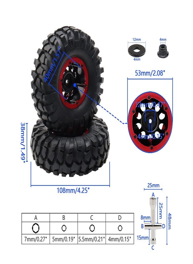 Rchobbytop 4PCS RC Tires 1.9 Crawler Tires Inflatable Plastic Beadlock Wheels and Tires for 1/10 RC Rock Crawler TRX4 SCX10 CC01 RC4WD D90 (OD 108mm) - Image 3